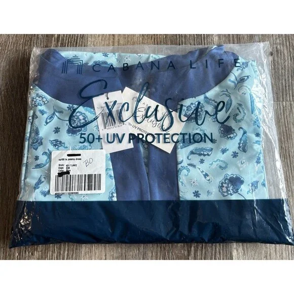 Cabana Life Paisley Blue Tunic Aqua Dress Cover Up UPF 50 Women Size Small NWT - Picture 3 of 6
